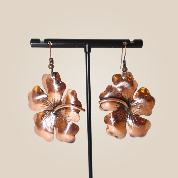 Hibiscus Copper Earrings